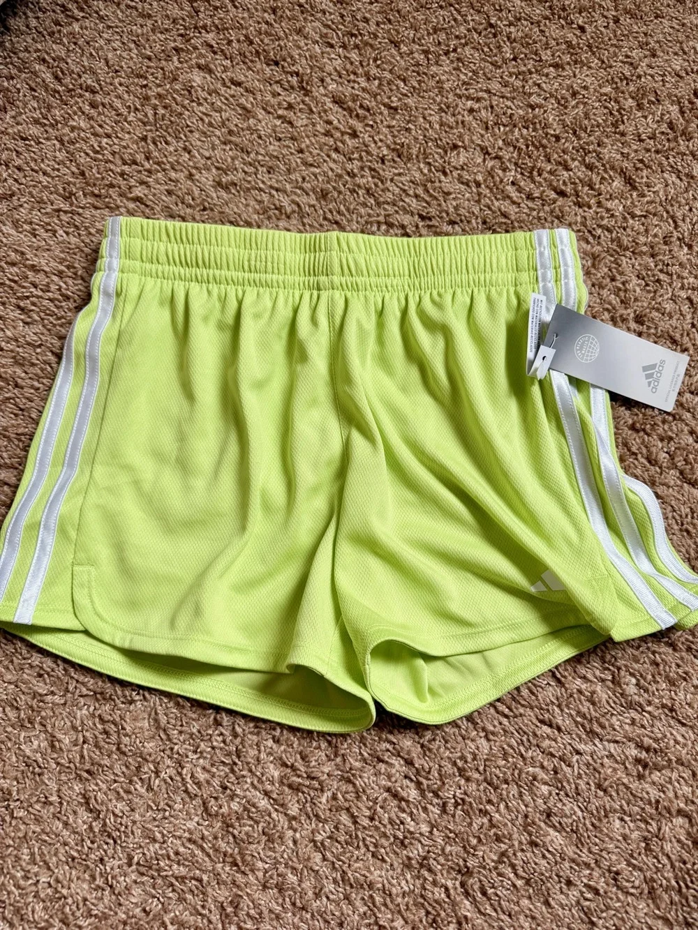 Adidas lime green athletic shorts girls XL